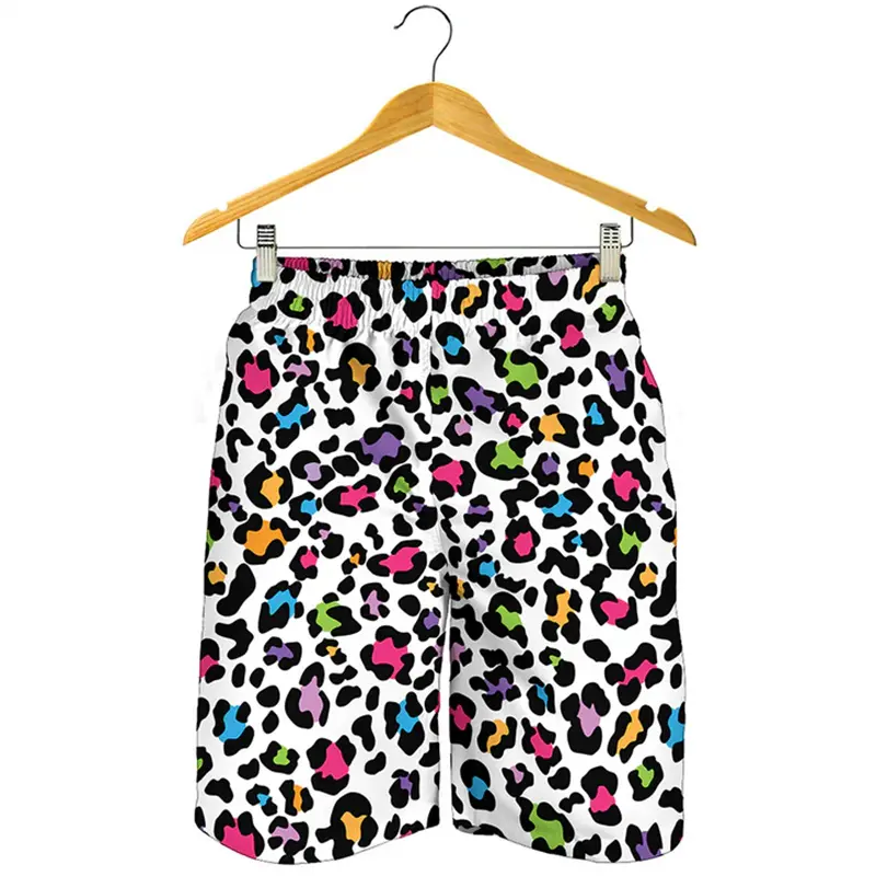 Streetwear Hip Hop Style Shorts For Men 3D Printing Unique Leopard Short Pants Animal Skin Pattern Summer Harajuku Board Shorts