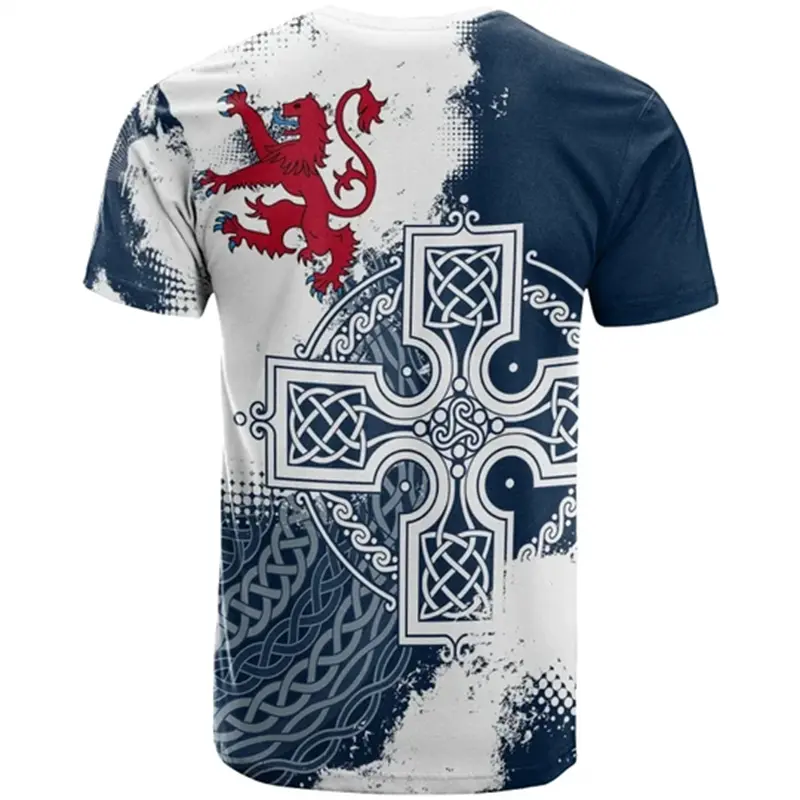 Scotland Coat Of Arms 3D Print Football Men T-shirt Round Neck Short Sleeve T Shirts Summer Sport Gym Fashion Trend Mens Tee Top