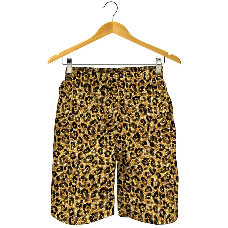 Streetwear Hip Hop Style Shorts For Men 3D Printing Unique Leopard Short Pants Animal Skin Pattern Summer Harajuku Board Shorts