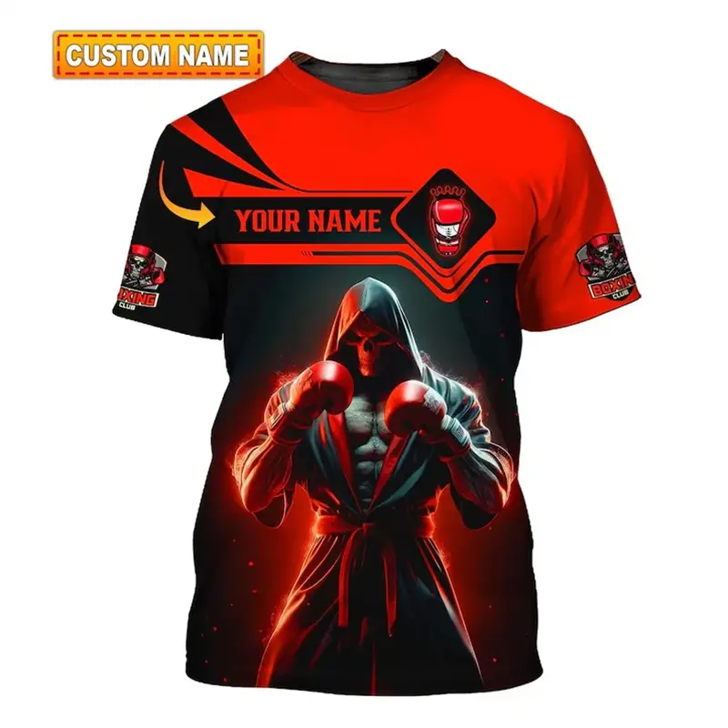 Muscle Pitbull Boxing T-shirt For Men Sports Training Breathable T Shirts Boxing Hobby Children Summer DIY Custom Name Tee