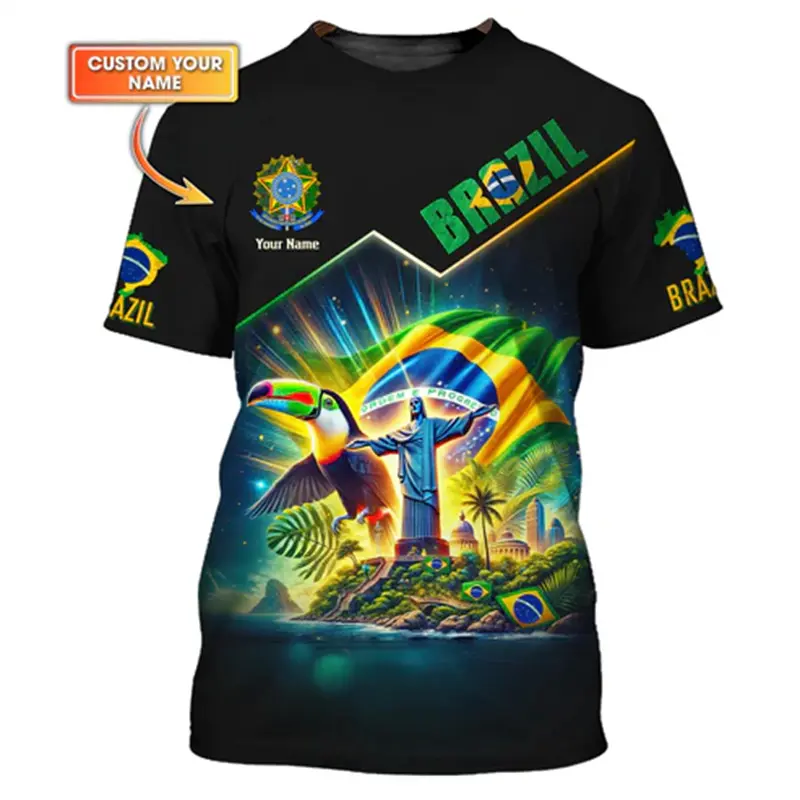 Statue Of Christ The Savior 3D Print T-shirt Men Women Brazil Football Jersey T Shirts Summer Sport Casual Trendy Novel Tee Top