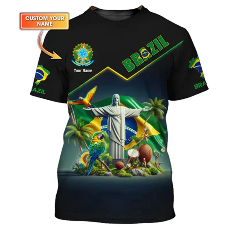 Statue Of Christ The Savior 3D Print T-shirt Men Women Brazil Football Jersey T Shirts Summer Sport Casual Trendy Novel Tee Top