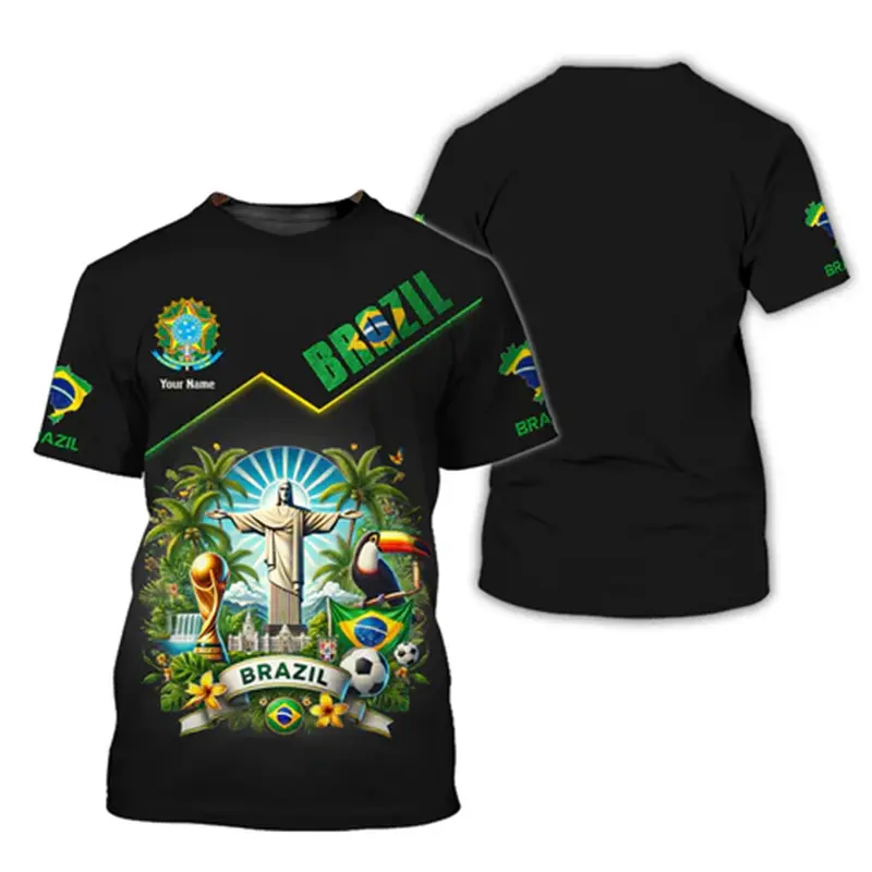 Statue Of Christ The Savior 3D Print T-shirt Men Women Brazil Football Jersey T Shirts Summer Sport Casual Trendy Novel Tee Top