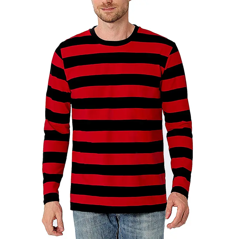 Classic Contrast Stripes Sweatshirt Men Clothing Long Sleeve Pullover Sweatshirts 3D Print Colorful Daily Casual O-neck Hoodies