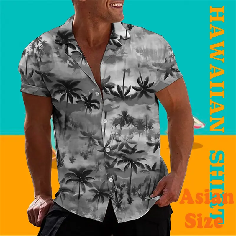 Vivid Colors Palm Trees 3D Print Leisure Shirts For Men Colorful Design Tropical Scenery Summer Fashion Popular Asian Size Top
