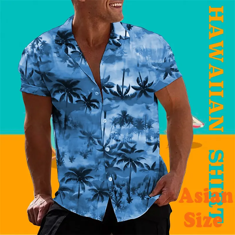 Vivid Colors Palm Trees 3D Print Leisure Shirts For Men Colorful Design Tropical Scenery Summer Fashion Popular Asian Size Top