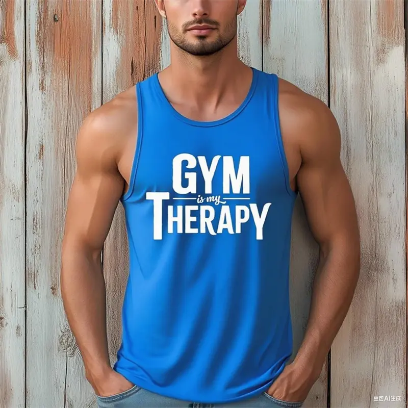 Gym Is My Therapy Graphic Fitness Vest For Men Gym Train Loose Breathable Sleeveless Shirts Summer Casual Fashion Sport New Tee