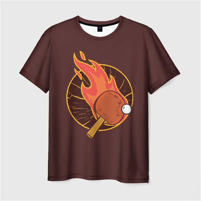 Table Tennis Full 3D Print T-shirt Men Cartoon Graphic Leisure Short Sleeve T Shirts Funny Children Size Ping Pong Sport Tees