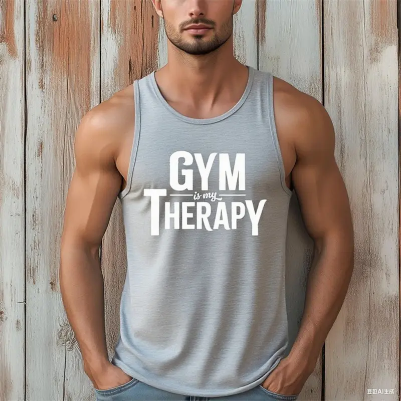 Gym Is My Therapy Graphic Fitness Vest For Men Gym Train Loose Breathable Sleeveless Shirts Summer Casual Fashion Sport New Tee