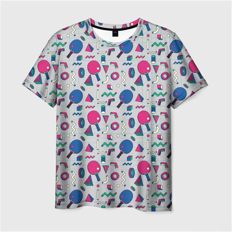 Table Tennis Full 3D Print T-shirt Men Cartoon Graphic Leisure Short Sleeve T Shirts Funny Children Size Ping Pong Sport Tees