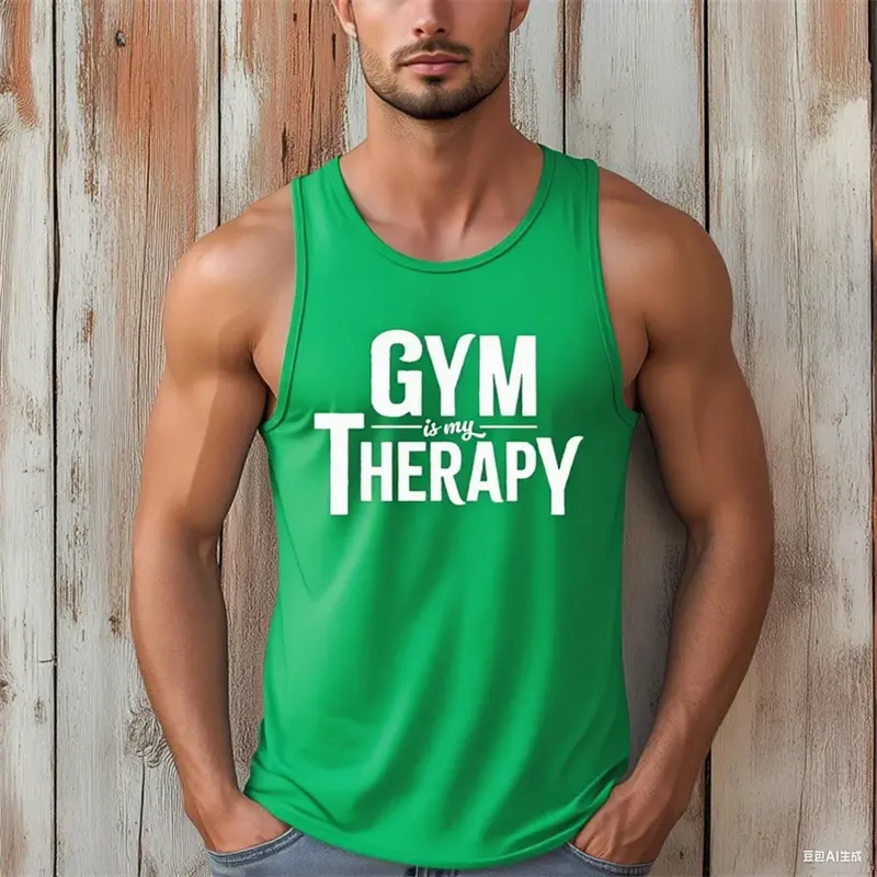 Gym Is My Therapy Graphic Fitness Vest For Men Gym Train Loose Breathable Sleeveless Shirts Summer Casual Fashion Sport New Tee