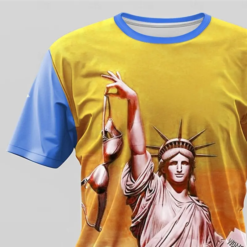 Funny Statue Of Liberty T-shirt Men's Clothing Round Neck T Shirts 3D Printed Personality Street Casual Harajuku Oversized Tees
