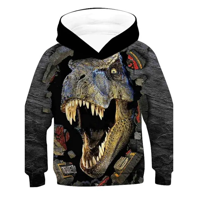 Fierce Dinosaur 3D Print Hoodie Men Children Clothing Long Sleeve Pullover Coat Harajuku Streetwear Autumn Casual Trend Hoodies