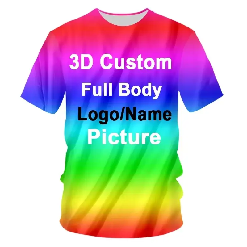 DIY Design 3D Printing Picture Custom T-shirt Men Women Short Sleeve Crew Neck Customize T Shirts Harajuku Fashion Tee Top