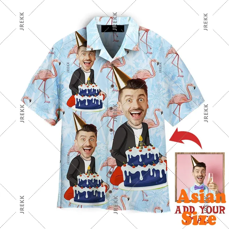 Humor Funny Custom Picture Hawaiian Shirt DIY Personality Button Shirts Birthday Gift Suitable Couples Novelties 2025 Blouse