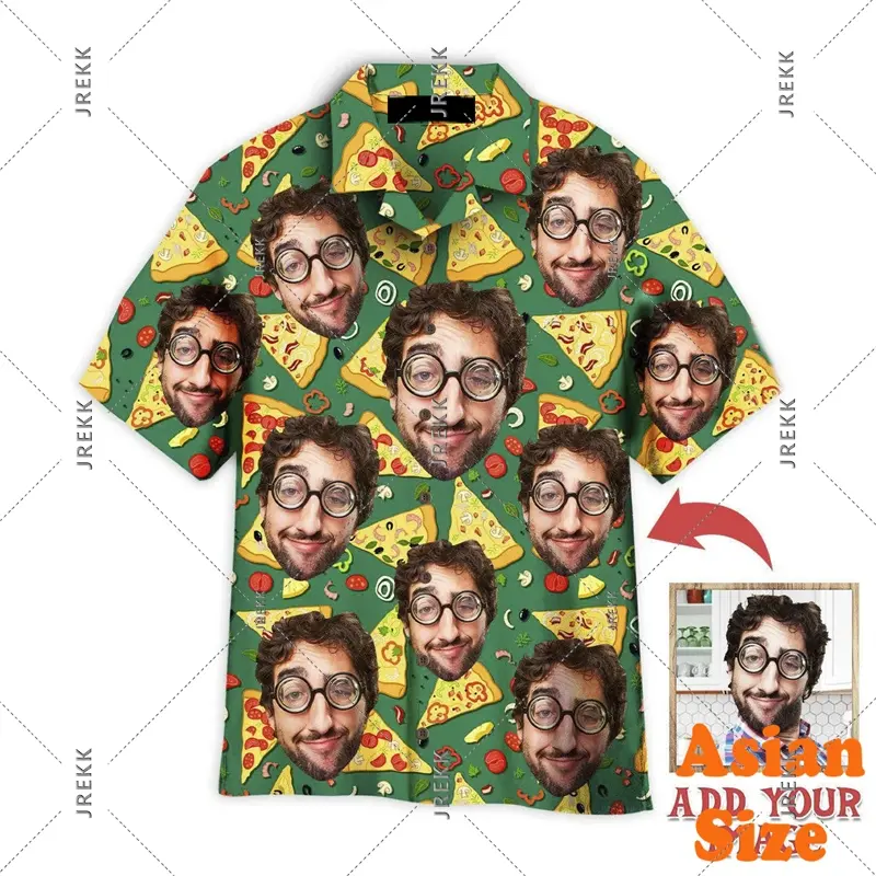 Humor Funny Custom Picture Hawaiian Shirt DIY Personality Button Shirts Birthday Gift Suitable Couples Novelties 2025 Blouse
