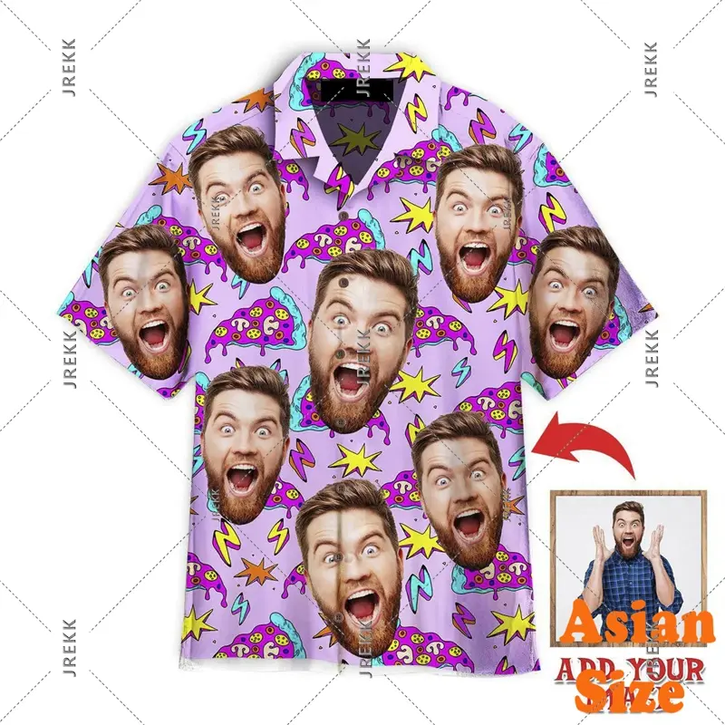 Humor Funny Custom Picture Hawaiian Shirt DIY Personality Button Shirts Birthday Gift Suitable Couples Novelties 2025 Blouse