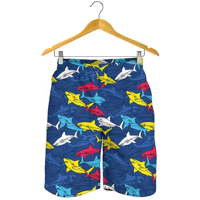 Shark 3d Printed Shorts For Men Children Cartoon Cute Animal Beach Short Holiday Outdoor Casual Clothing Summer Swim Trunks