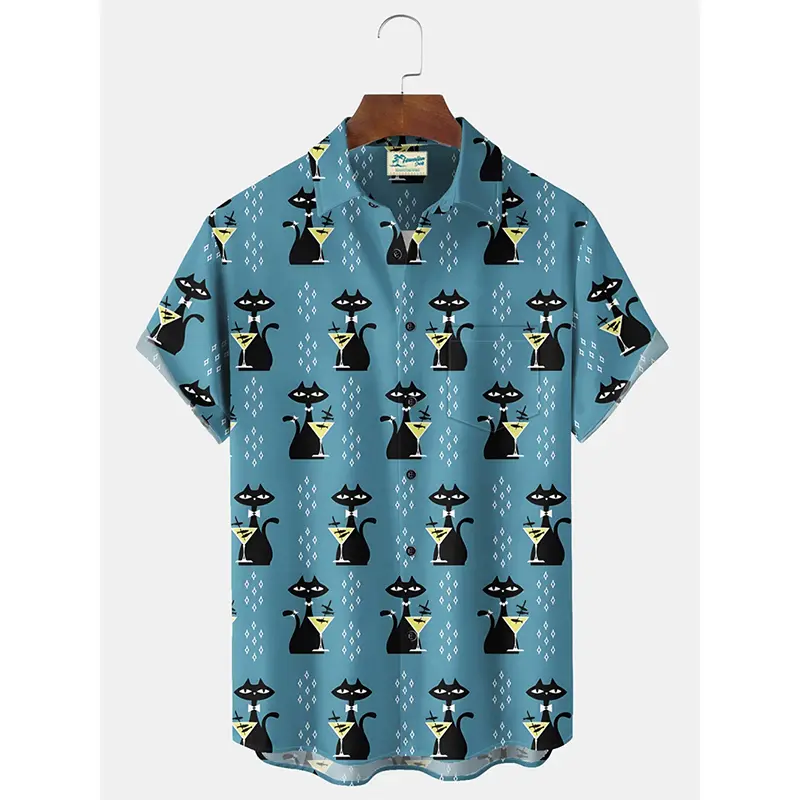 Cartoon Funny Flamingo 3D Print Shirt For Men Clothes Summer Outdoor Beach Leisure Short Sleeve Button Shirts Humour Cow Graphic