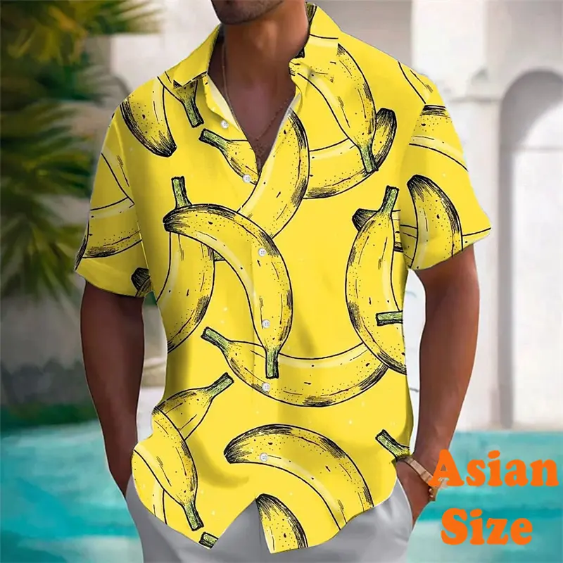 Tropical Banana Pattern Funny 3D Print Shirts For Men Hip Hop Streetwear Harajuku Trend Y2k Fashion Trend Asian Size Blouse Top
