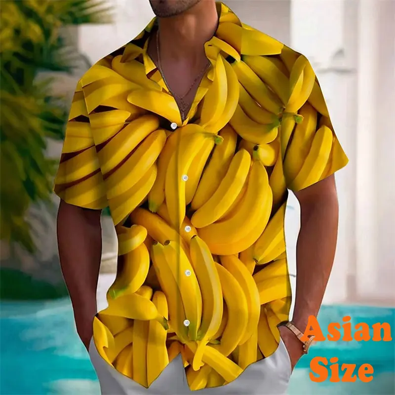 Tropical Banana Pattern Funny 3D Print Shirts For Men Hip Hop Streetwear Harajuku Trend Y2k Fashion Trend Asian Size Blouse Top