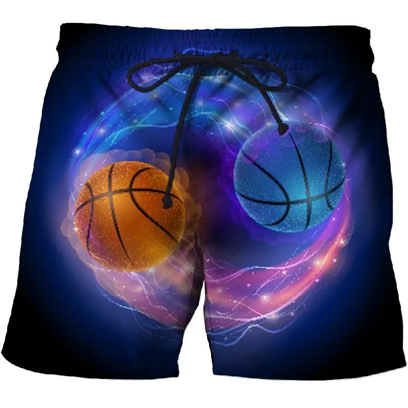 Cool Flame Print Board Shorts For Men Clothing Personality Streetwear Drawstring Swim Trunks 2025 Fashion Sports Beach Short