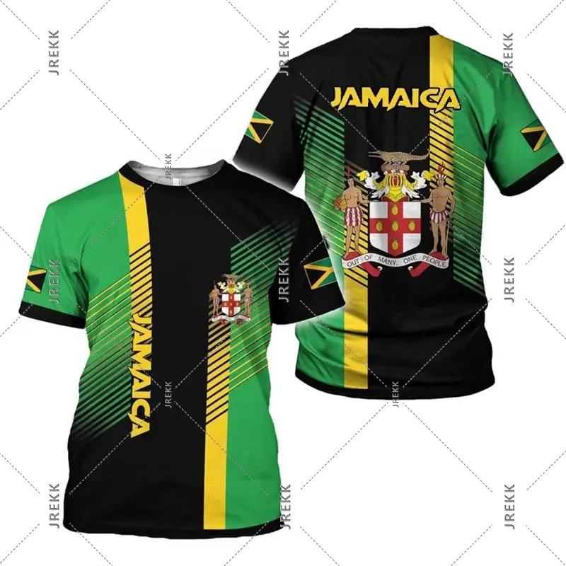 Jamaica Lion Emblem T-shirt Men Women Graffiti Art Flag Short Sleeve Pride T-shirts Fashion Summer New Streetwear Trend Tee Top