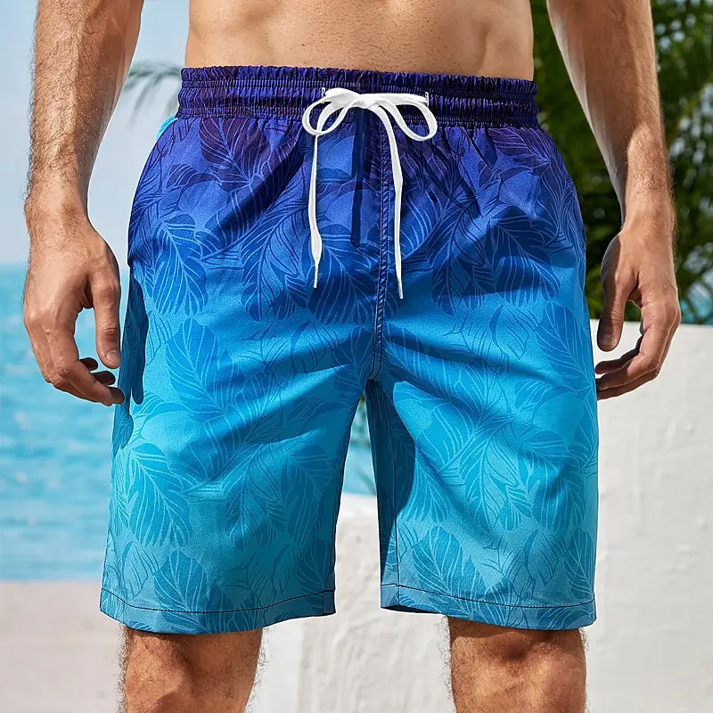 Gradient Palm Trees Hawaiian Beach Shorts Men Funny Casual Harajuku Loose Board Shorts 2025 Novelty Summer Popular Swim Trunks