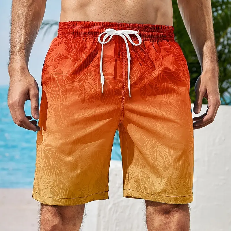 Gradient Palm Trees Hawaiian Beach Shorts Men Funny Casual Harajuku Loose Board Shorts 2025 Novelty Summer Popular Swim Trunks