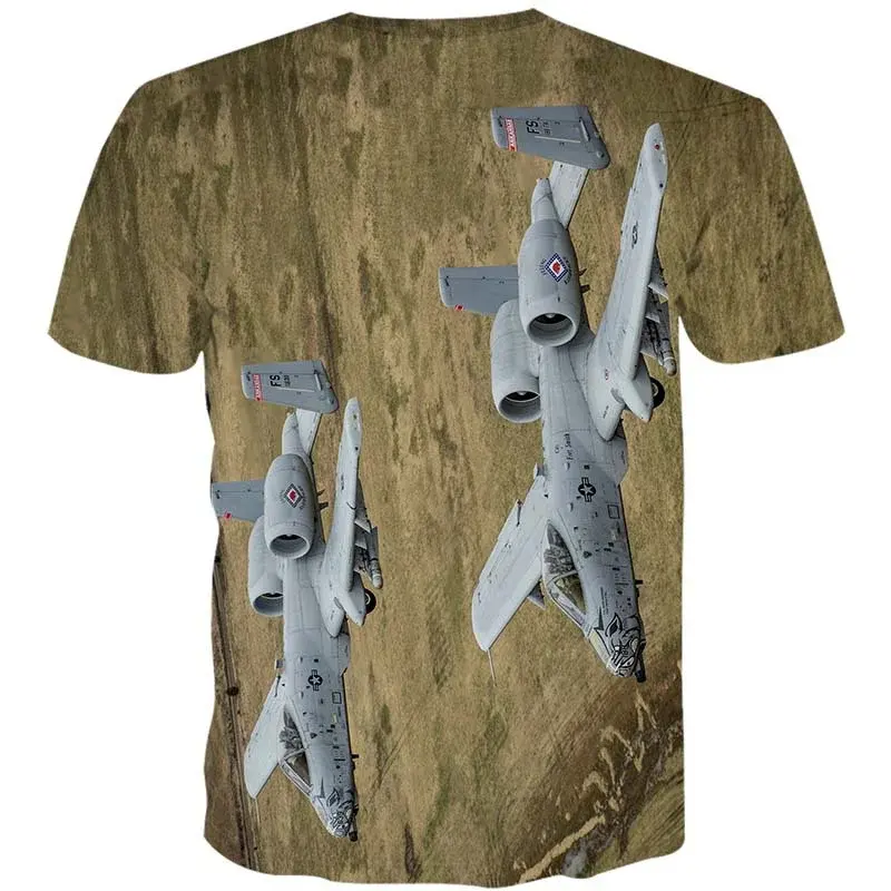 Aircraft Printing 3D Tee Shirt Cloudy Sky Pattern Oversize Round Neck T-shirt Summer New Fashion Men Clothing Comfortable Top