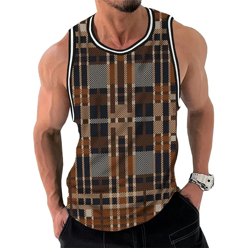 Men Retro Street Fashion Tank Top For Men Irregular Graphic 3D Print Streetwear Sleeveless Summer Fashion Casual Trend Tees Top