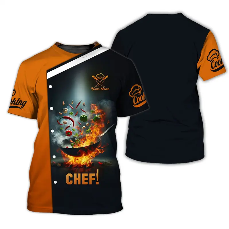 Cook Work T-shirt Personality 3d Printed Customized Name O-neck T Shirts Chef Harajuku Fashion Breathable Tee Top 2025 New