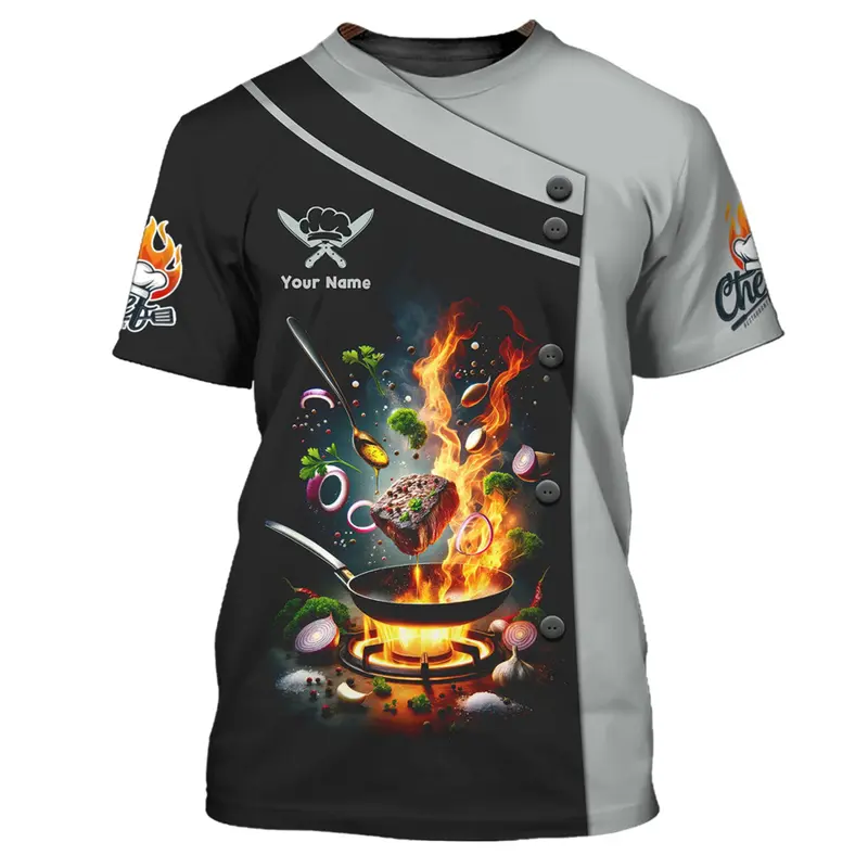 Cook Work T-shirt Personality 3d Printed Customized Name O-neck T Shirts Chef Harajuku Fashion Breathable Tee Top 2025 New
