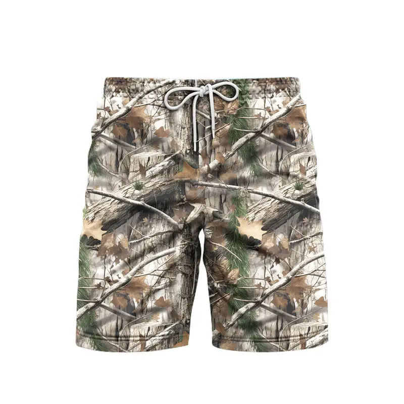 Outdoor Sports Beach Short For Men's Clothing Camouflage Pattern Shorts Daily Casual Fashion Funny Tree Breathable 2025 Pants