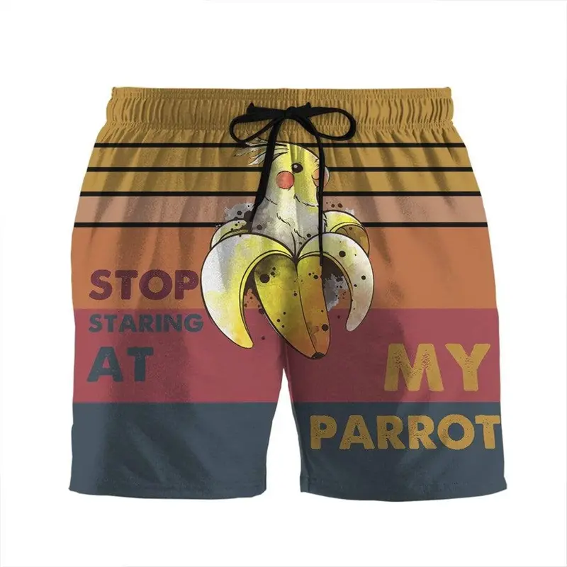 Funny Humorous Beach Shorts For Men's Clothes Fashion Trend Shorts Harajuku Street Personality 3D Print Pattern 2025 New Pants