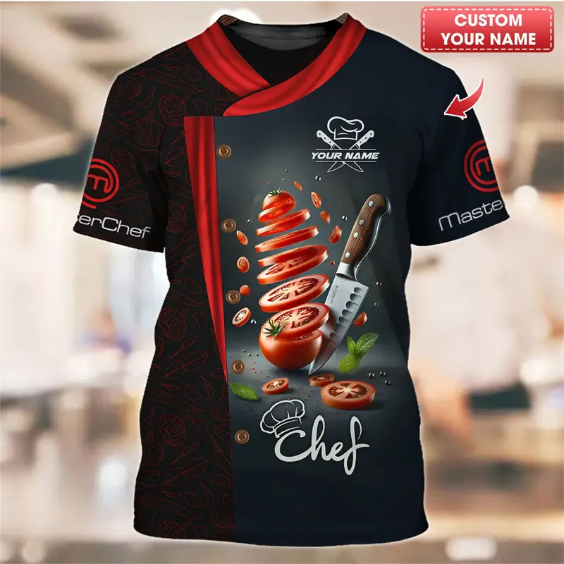 Chef Work T-shirt Customized Name Personality Pattern O-neck T Shirts 3D Print Fashion Trendy Cook Tee Top Novelties  2025 New