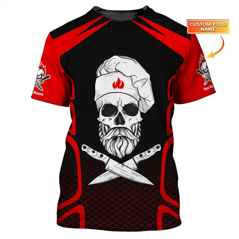 Chef Work T-shirt Customized Name Personality Pattern O-neck T Shirts 3D Print Fashion Trendy Cook Tee Top Novelties  2025 New