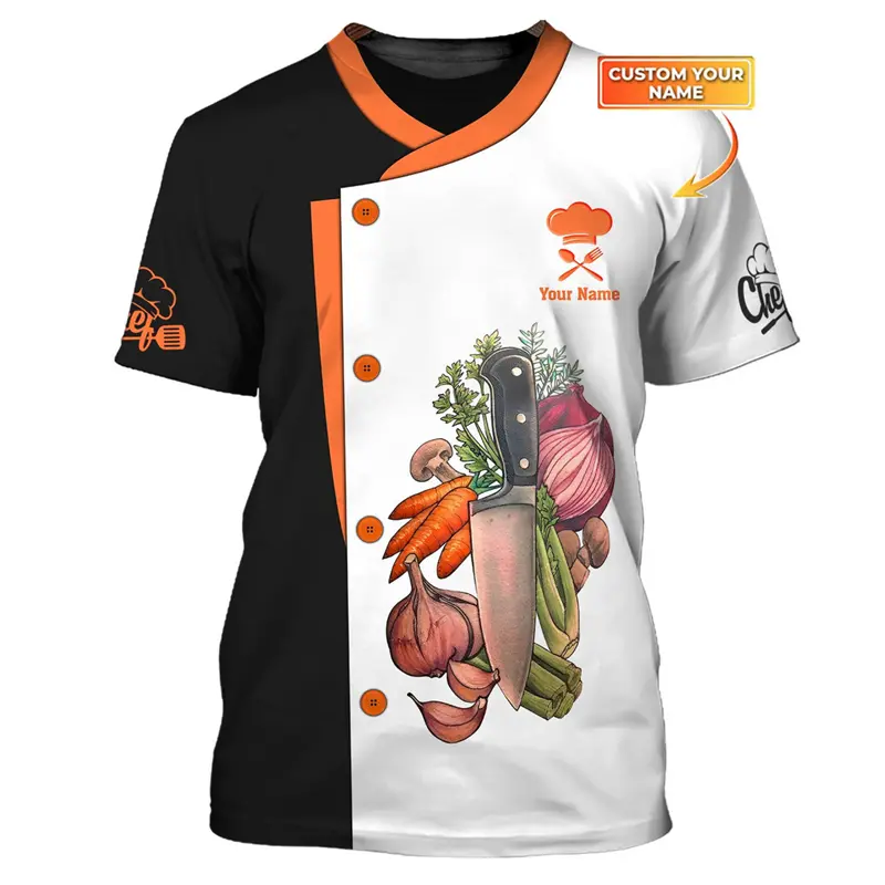 Chef Work T-shirt Customized Name Personality Pattern O-neck T Shirts 3D Print Fashion Trendy Cook Tee Top Novelties  2025 New