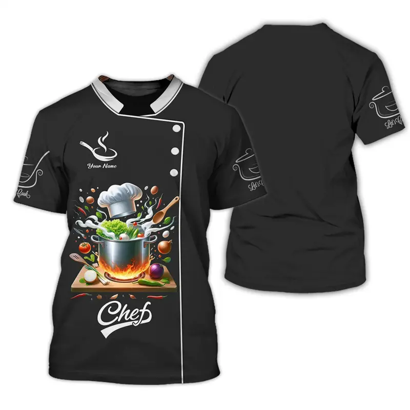 Chef Work T-shirt Customized Name Personality Pattern O-neck T Shirts 3D Print Fashion Trendy Cook Tee Top Novelties  2025 New