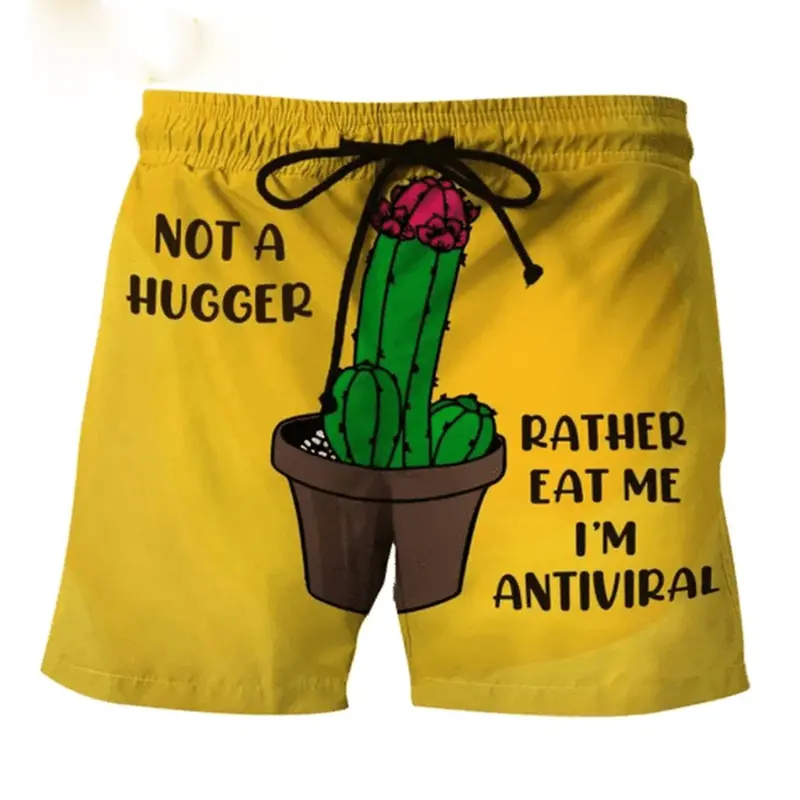 Funny Humorous Beach Shorts For Men's Clothes Fashion Trend Shorts Harajuku Street Personality 3D Print Pattern 2025 New Pants