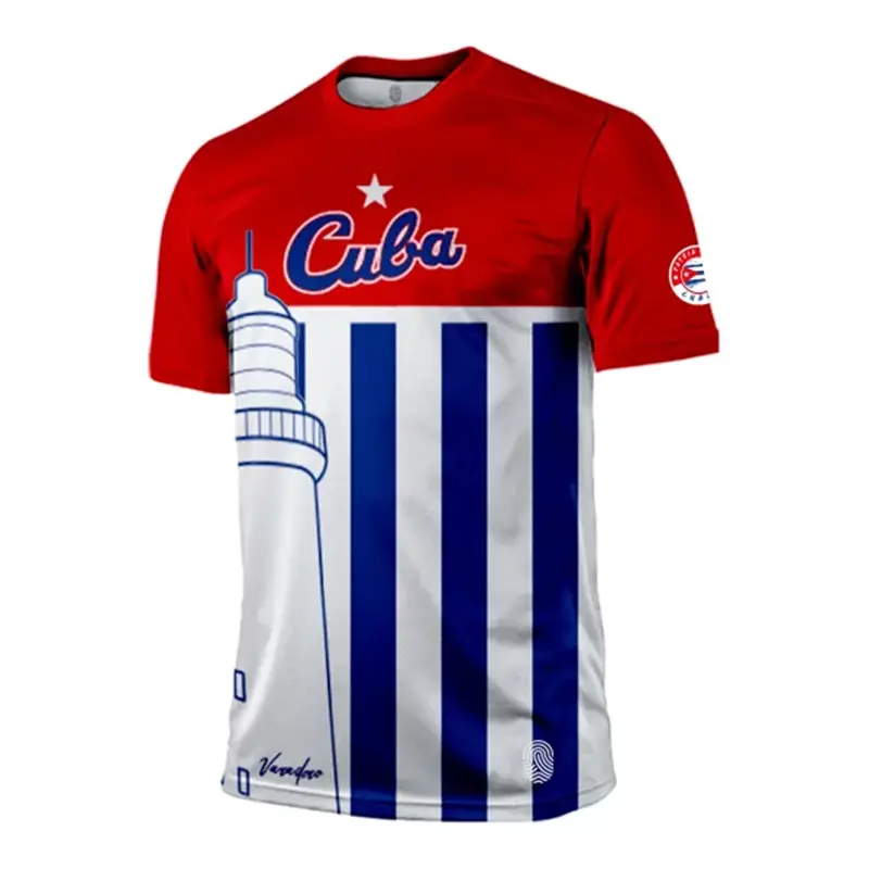 Cuba Flag Football T-shirt For Men Camo Stripes Sport Fashion Short Sleeve T Shirts 2025 Summer Novelty Loose Breathable Tee Top