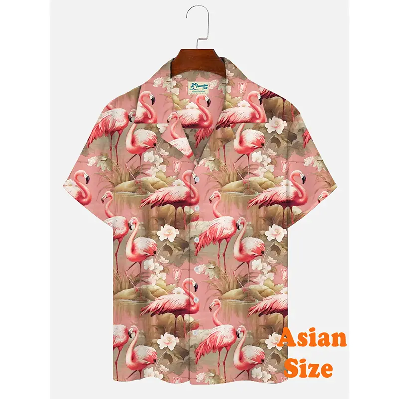 Funny Flamingo Streetwear Men's Hawaiian Shirts Pink Pig Humour Hip Hop Harajuku Trend Summer Outdoor Vintage Women Blouse Y2k