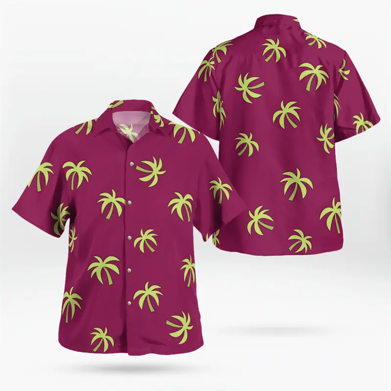 Hawaii Holiday Outdoor Men's Shirt Clothing Fashion Casual Short Sleeve Lapel Shirts 3d Printing Sunflower Coconut Tree Blouse