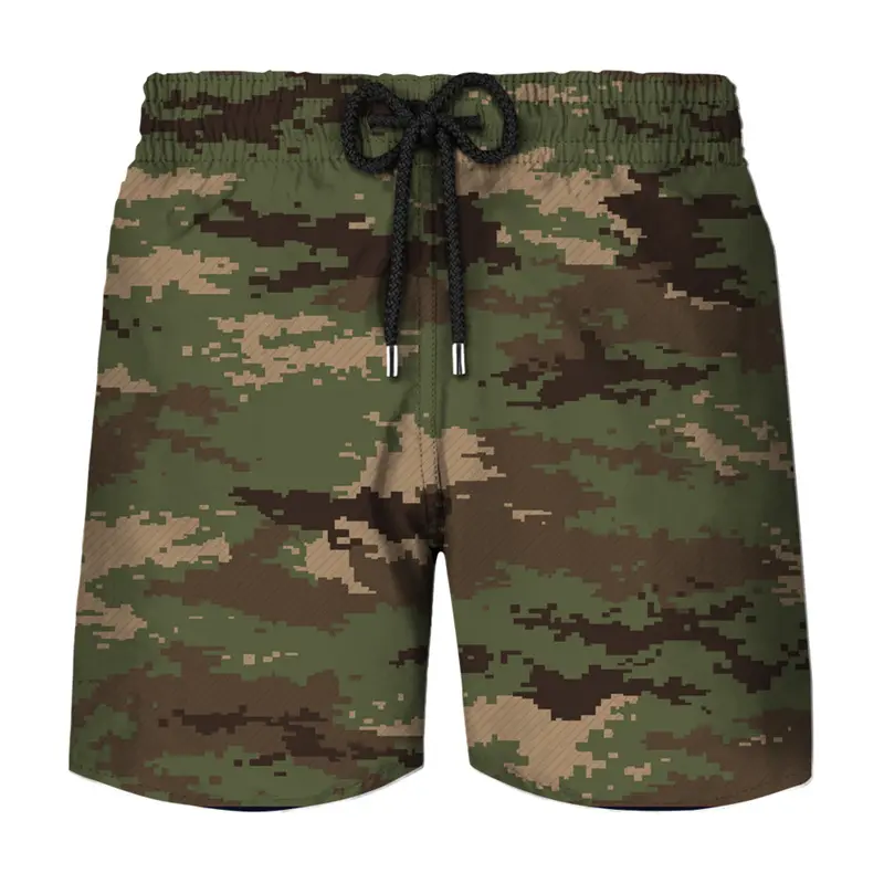 Camouflage Cosplay 3d Printed Sports Shorts For Men Outdoor Running Breathable Beach Shorts Loose Elastic Waistband Short Pants
