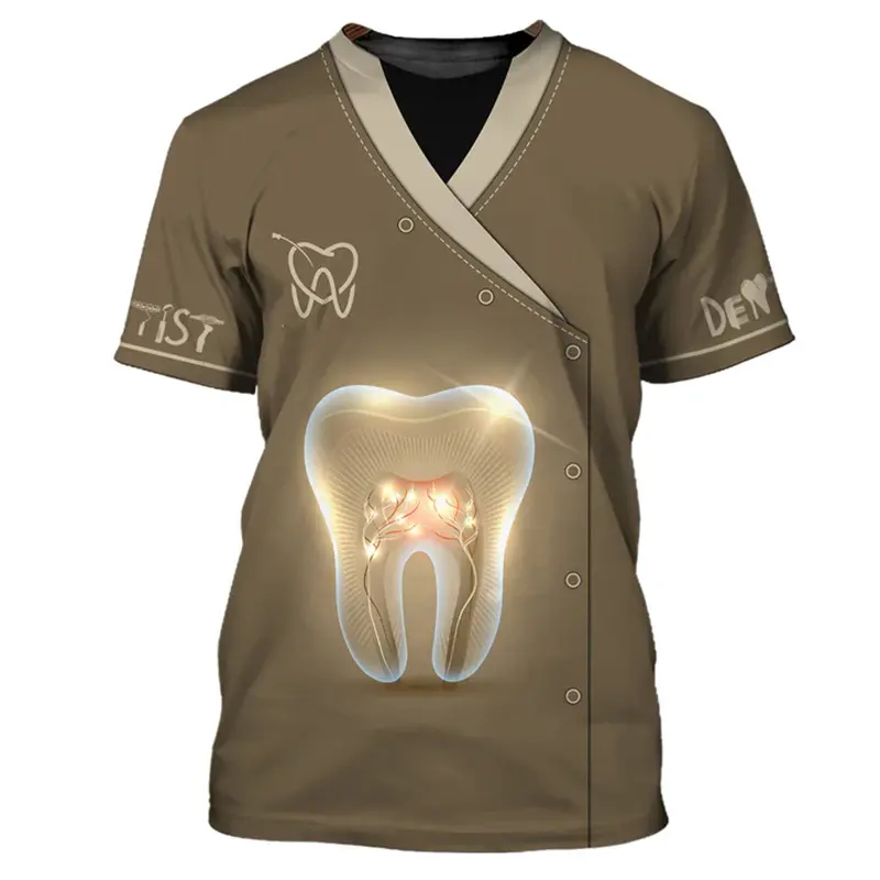 Dentist Work Uniform Funny Cosplay T-shirt For Men Cute Novelty Tooth Design O-neck T Shirts Breathable Oversized Women Tee Top