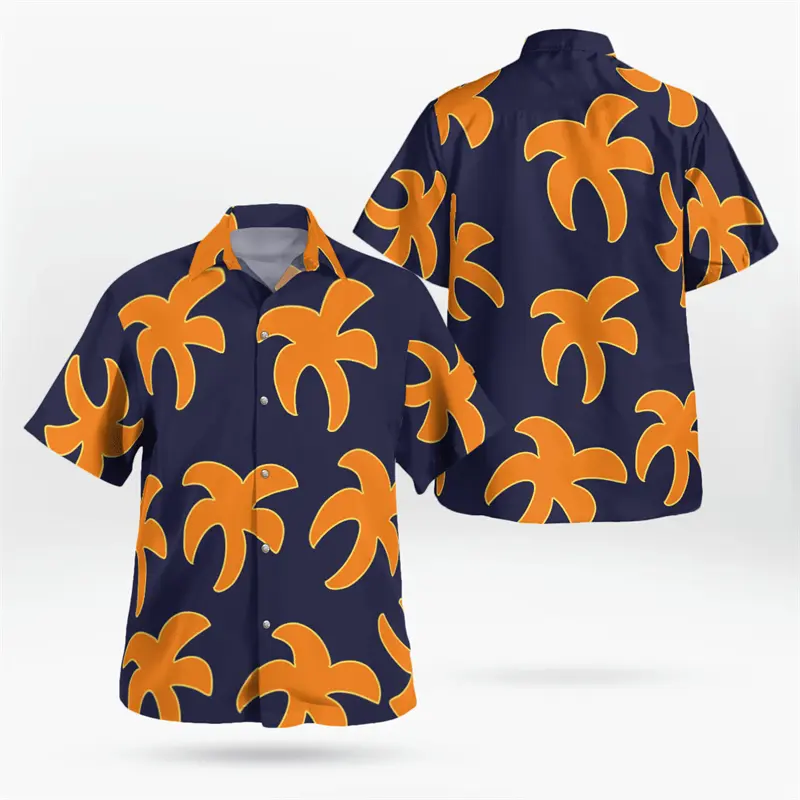 Hawaii Holiday Outdoor Men's Shirt Clothing Fashion Casual Short Sleeve Lapel Shirts 3d Printing Sunflower Coconut Tree Blouse