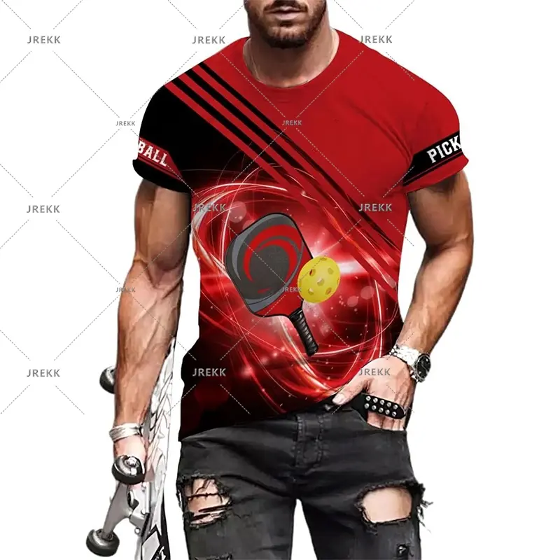 Popular Sport T-shirt For Men Cool Pickleball Graphic Street Casual Short Sleeve T-shirts Casual Funny Game Tee Top 2025 Summer