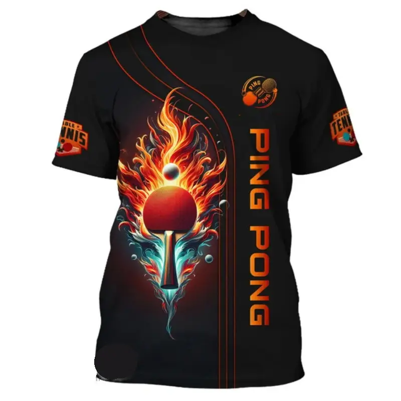 Table Tennis Train Uniform T-shirt Men Women Funny 3D Print Short Sleeve T Shirts Ping-pong Hobby Sport Round Neck Fashion Tee