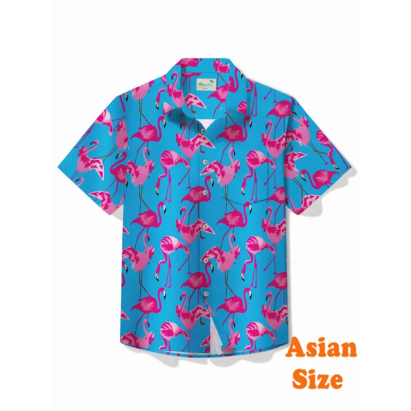 Summer Beach Leisure Animal Funny Shirts For Men 3D Print Fish Flamingo Popular Animal Graphic Short Sleeve Lapel Blouse Summer