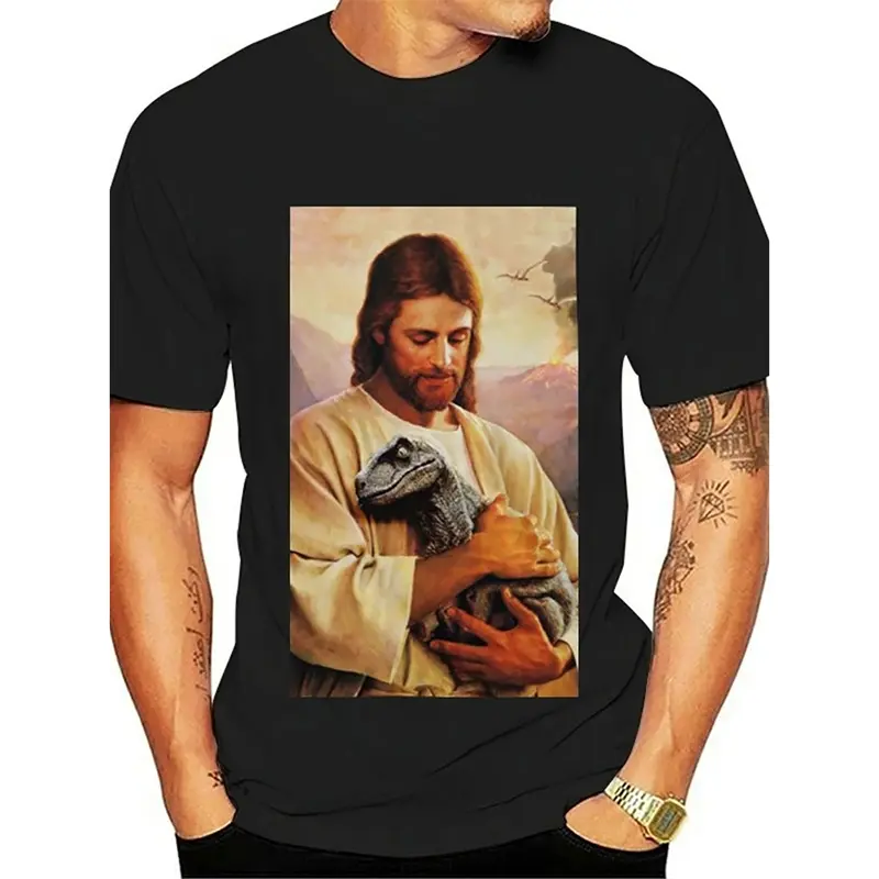 Basketball Funny Jesus T-shirt For Men Prank Personality Streetwear T Shirts Hip Hop Street Outdoor Sports Fashion Men's Tee